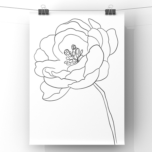 ✨NEW✨Original 8x10 Illustration Minimalist Flower Art Print Un… - Picture 2 of 3